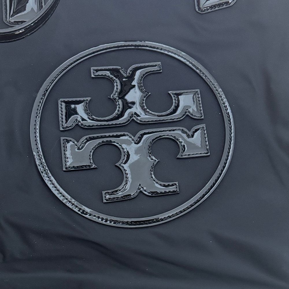 Tory Burch Black Nylon Patent Leather Tote - Picture 2 of 14